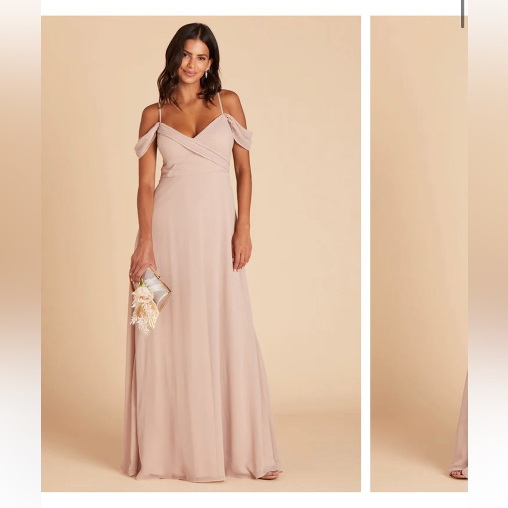 Birdy Grey “Spence” taupe chiffon bridesmaid dress